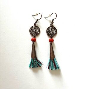 Brown and Multi Color Tassel Costume Earrings NWOT